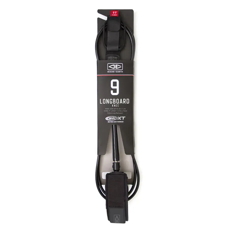 Ocean and Earth 1XT 9ft Longboard Knee Leash in Black-1