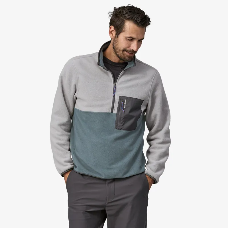 Patagonia Microdini Half-Zip Fleece Pullover in Noveau Green/Salt Grey-1