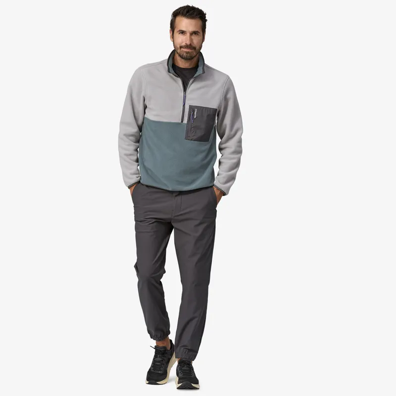 Patagonia Microdini Half-Zip Fleece Pullover in Noveau Green/Salt Grey-3