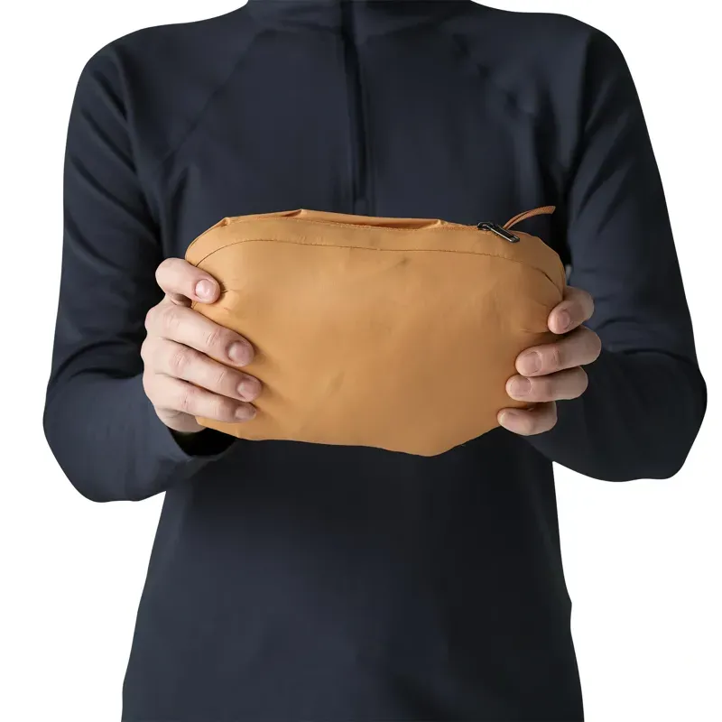 Patagonia Women's Down Sweater Hoody in Cinnamon Brown-10