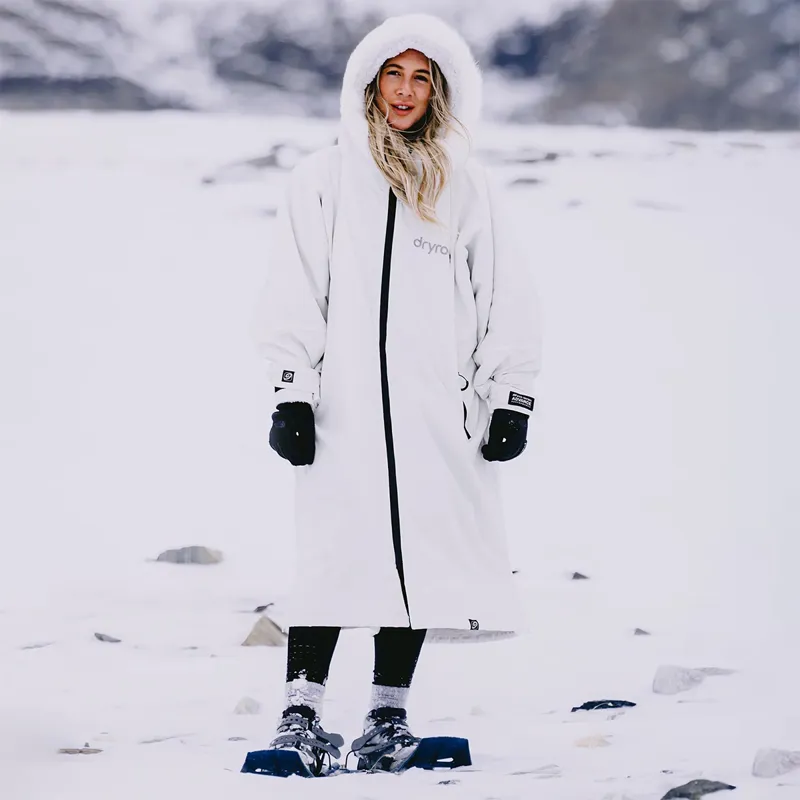 Dryrobe Advance Long Sleeve Changing Robe in Snow White-Grey-2