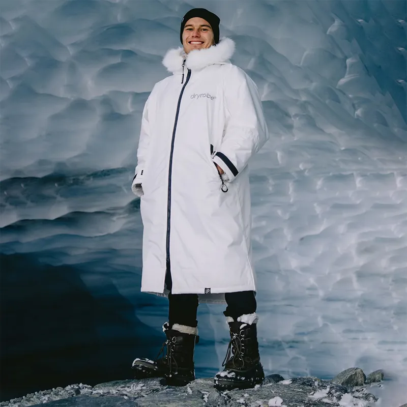 Dryrobe Advance Long Sleeve Changing Robe in Snow White-Grey-3