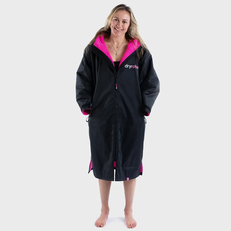 Dryrobe Advance Long Sleeve Change Robe in Black/Pink