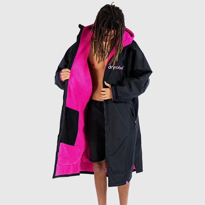 Dryrobe Advance Long Sleeve Change Robe in Black/Pink-1
