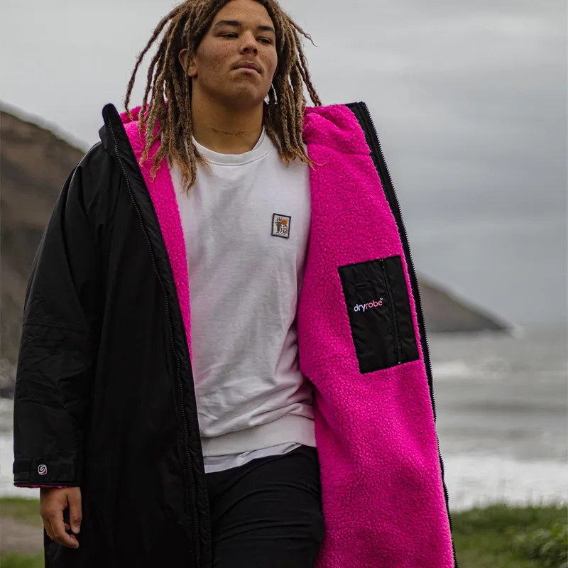 Dryrobe Advance Long Sleeve Change Robe in Black/Pink-6