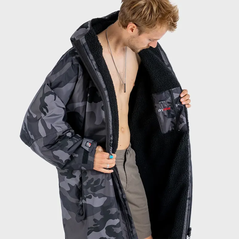 Dryrobe Advance Long Sleeve Change Robe in Black Camo/Black-1