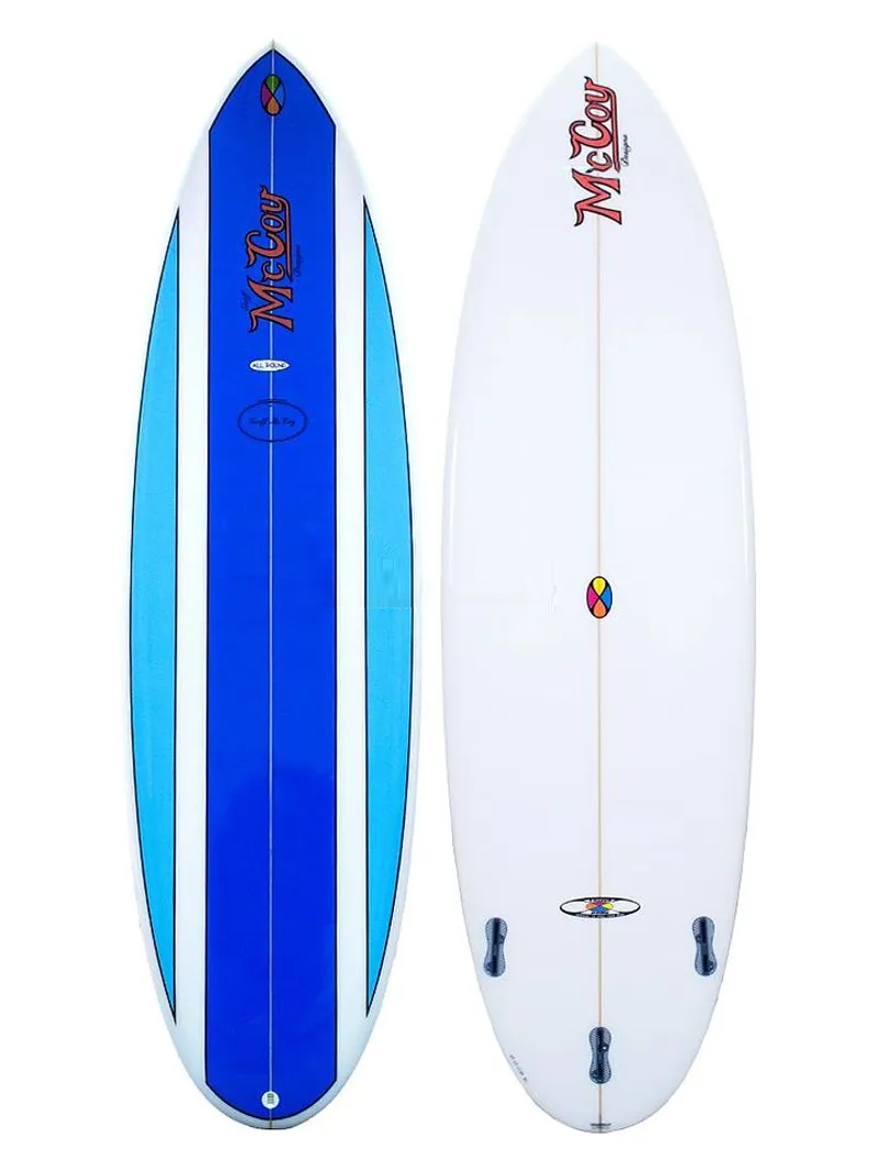 McCoy All Round Nugget XF FCS2 Hybrid Surfboard in Wht/Blu