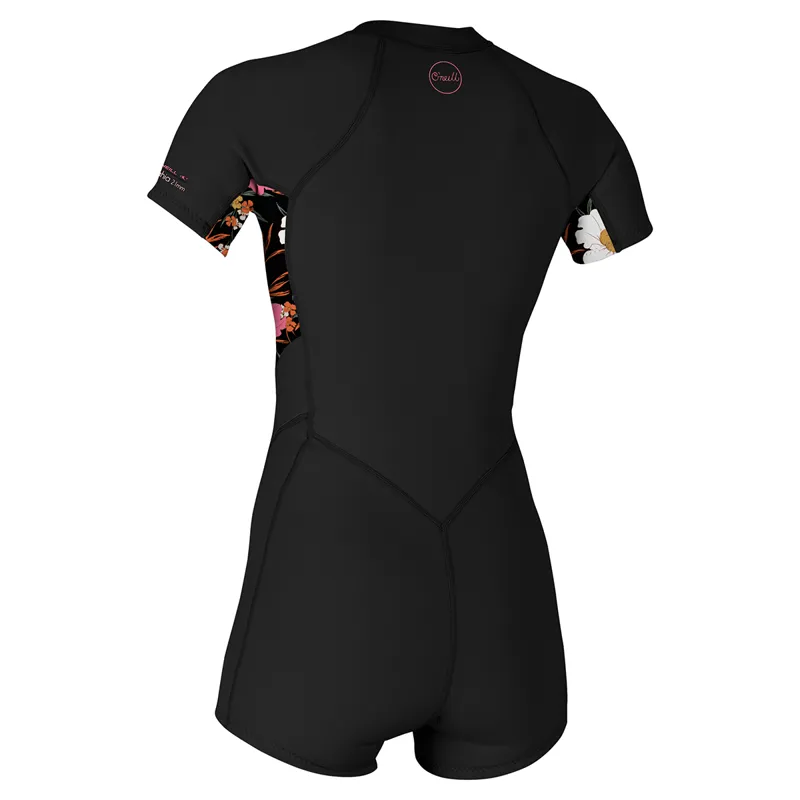 O Neill Womens Bahia 2-1mm Front Zip Shorty Wetsuit in Black-Blue Mchen-1