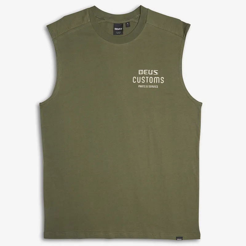 Deus Ex Machina Chrome Muscle Tee in Lichen Green-1
