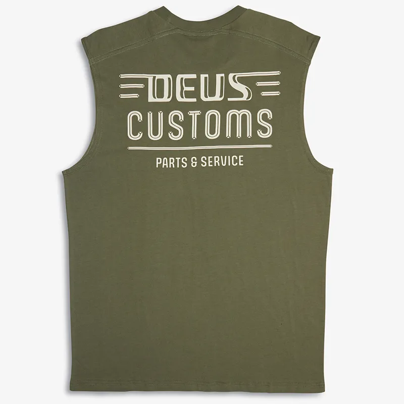 Deus Ex Machina Chrome Muscle Tee in Lichen Green