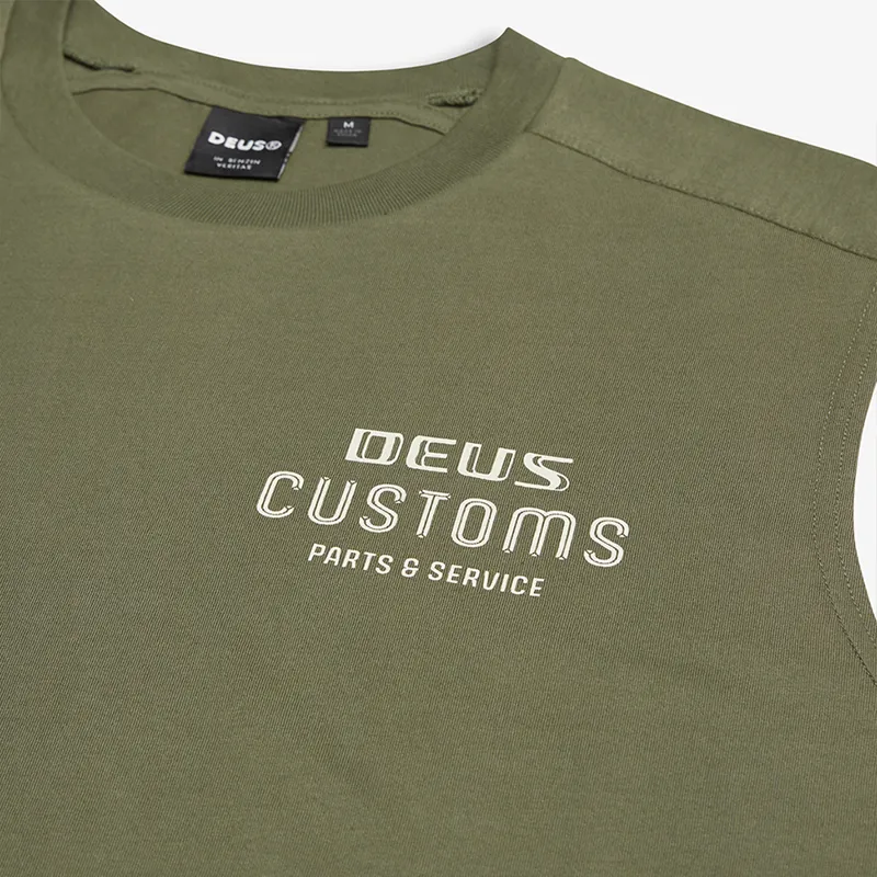 Deus Ex Machina Chrome Muscle Tee in Lichen Green-2