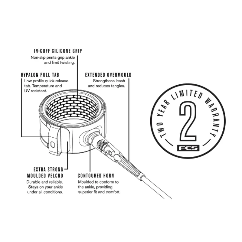 FCS Comp Essential Small Cuff Leash in Black-1