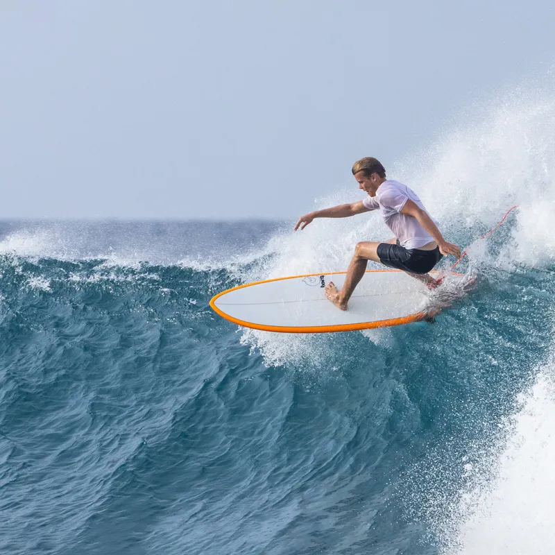 Torq Mod Fish Surfboard in Cream with Fibre Pattern - Futures-3