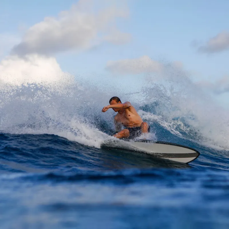 Torq Mod Fish Surfboard in Cream with Fibre Pattern - Futures-5