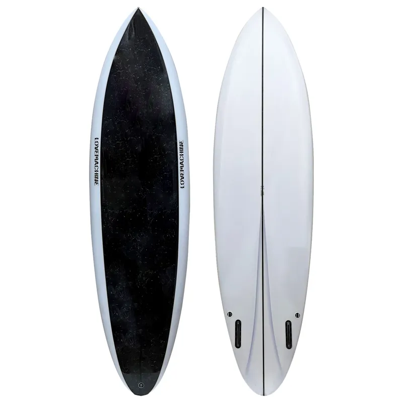 Love Machine Surfboards 6ft 6in FM Clear with Black Marble Gloss Deck  - Futures