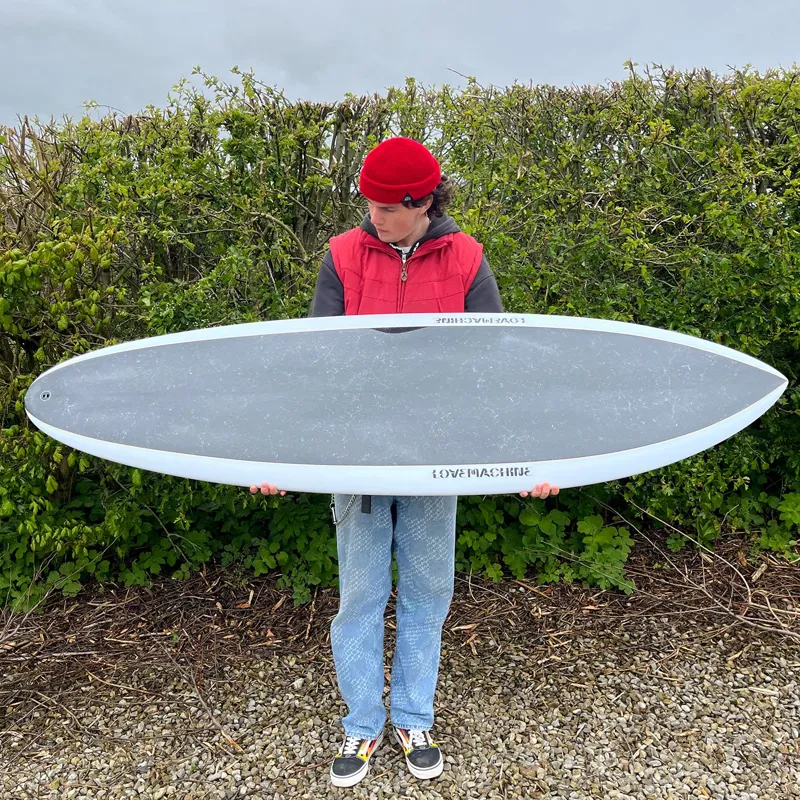 Love Machine Surfboards 6ft 6in FM Clear with Black Marble Gloss Deck  - Futures-4