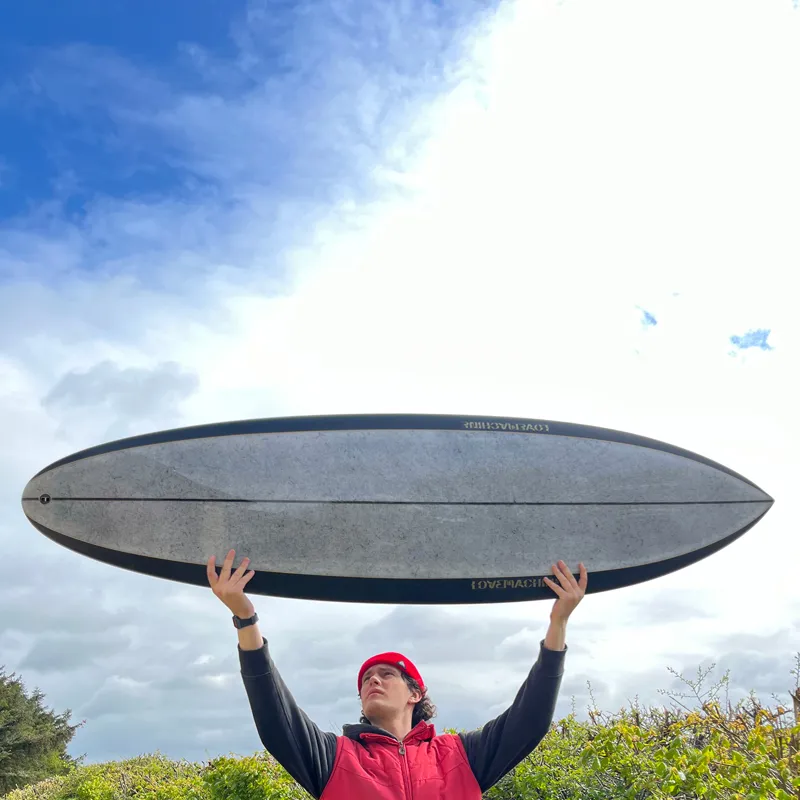 Love Machine Surfboards 6ft 6in FM Black with Grey Marble Gloss Deck - Futures-1