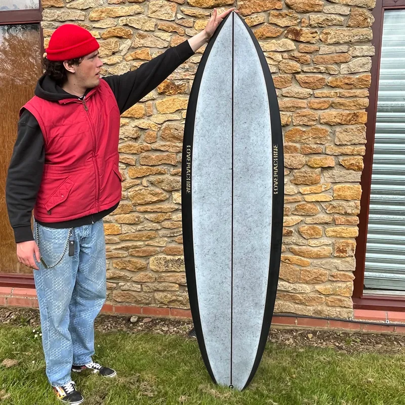 Love Machine Surfboards 6ft 6in FM Black with Grey Marble Gloss Deck - Futures-2