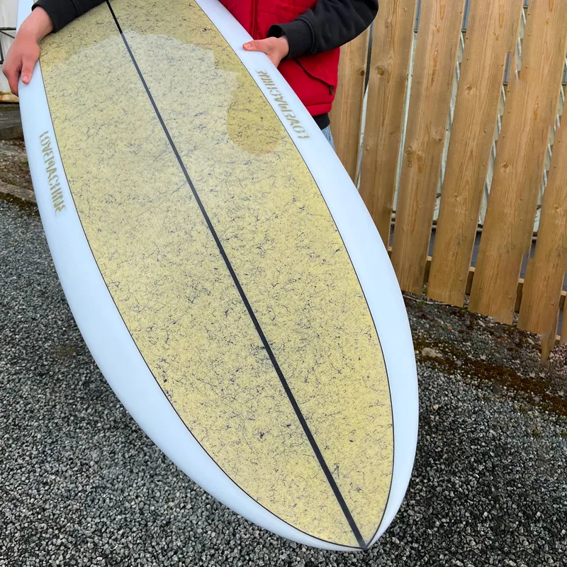 Love Machine Surfboards 6ft 9in FM Clear with Gold Marble Gloss Deck - Futures-1