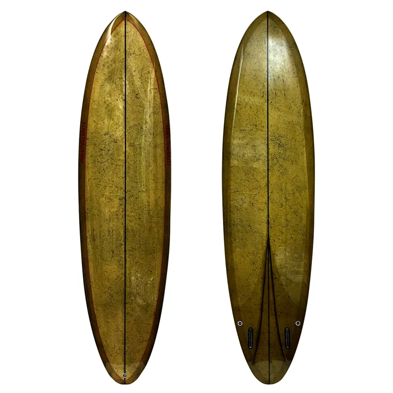 Love Machine Surfboards 7ft 8in FM Gold with Gold Marble Full Gloss - Futures