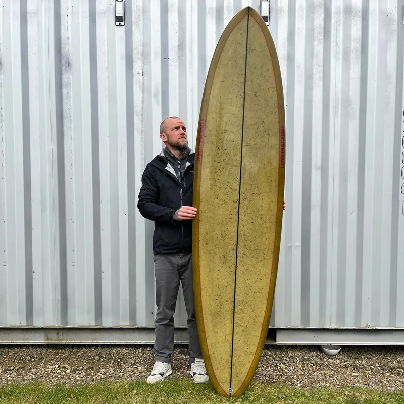 Love Machine Surfboards 7ft 8in FM Gold with Gold Marble Full Gloss - Futures-1