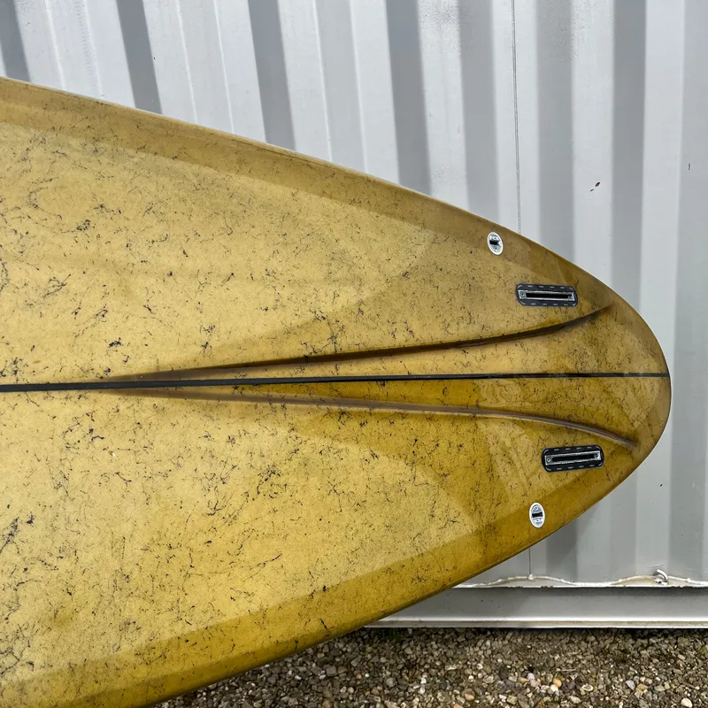 Love Machine Surfboards 7ft 8in FM Gold with Gold Marble Full Gloss - Futures-4