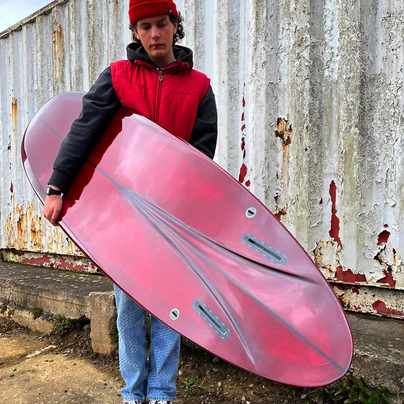 Love Machine Surfboards 7ft 8in FM Red with Red Marble Full Gloss - Futures-1