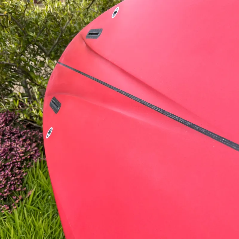 Love Machine Surfboards 6ft 9in FM Red with Grey Marble Gloss Deck - Futures-2