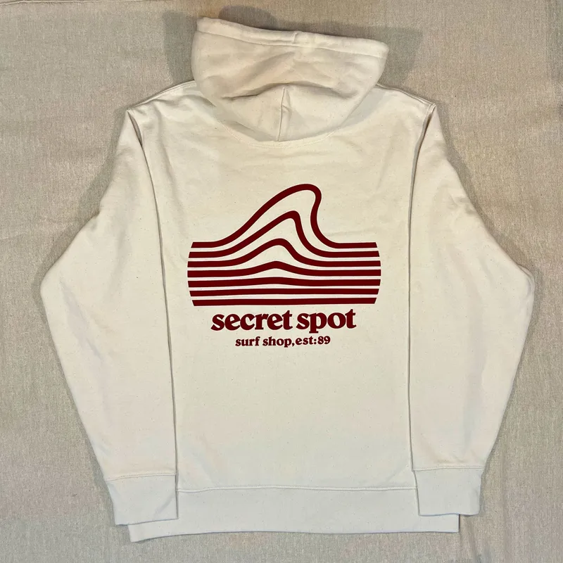Secret Spot Logo Hoodie in Natural Raw/Red Brown