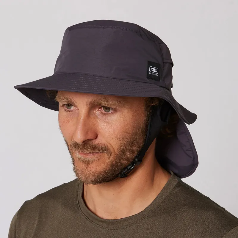 Ocean and Earth Indo Stiff Peak Surf Hat in Charcoal