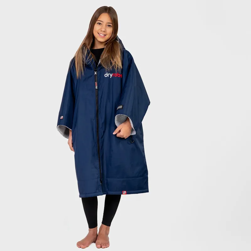 Dryrobe Advance Short Sleeve Change Robe in Navy/Grey for Ages 5-9