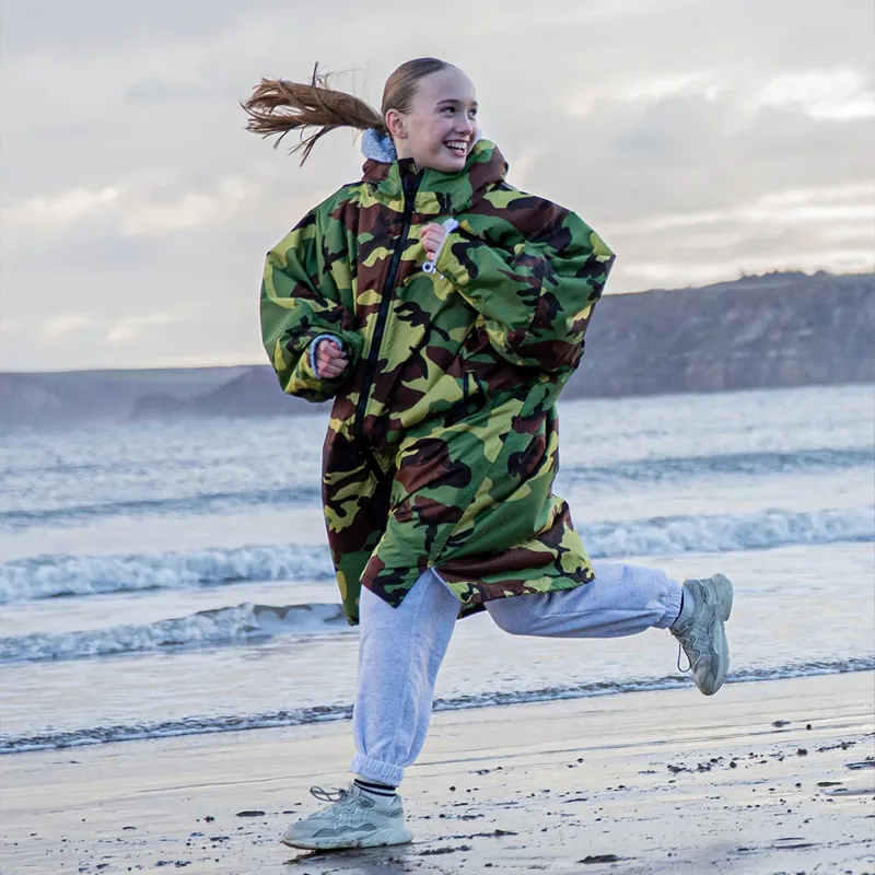 Dryrobe Advance Long Sleeve Change Robe in Camo/Grey for Age 10-14-3