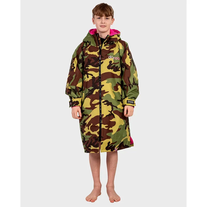 Dryrobe Advance Long Sleeve Change Robe in Camo/Pink for Ages 10-14-1