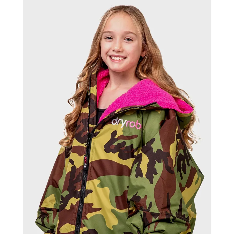 Dryrobe Advance Long Sleeve Change Robe in Camo/Pink for Ages 10-14-2