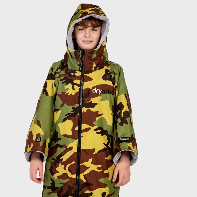 Dryrobe Advance Short Sleeve Change Robe in Camo/Grey for Ages 5-9-1