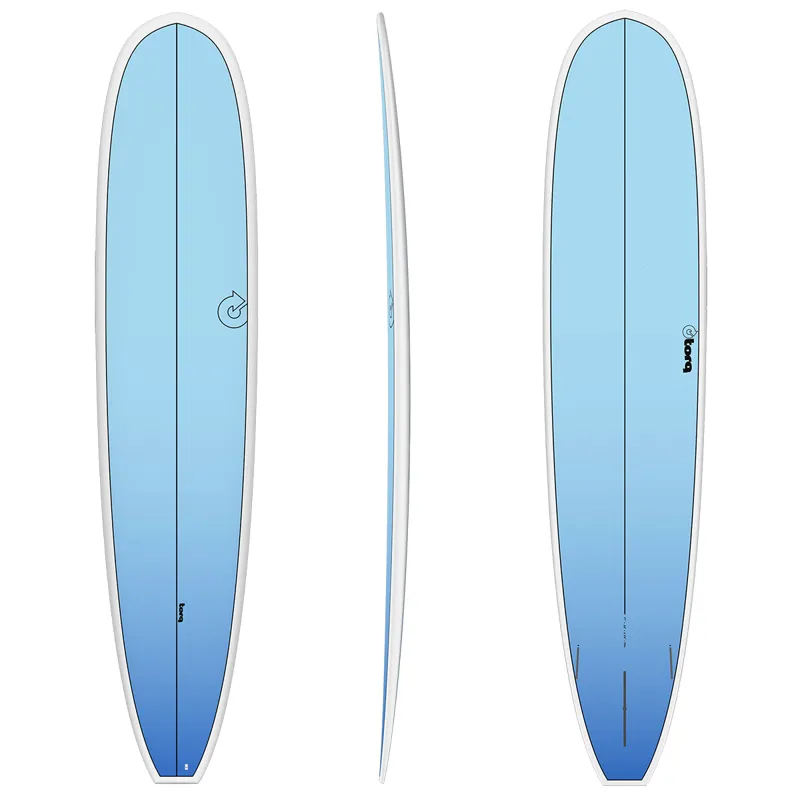 Torq Longboard Surfboard in Light Blue Fade - Futures
