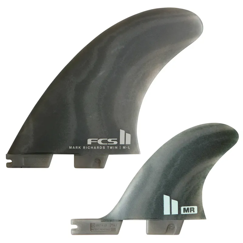 FCS II MR EcoBlend Twin + Stabiliser Fin Set in Smoke Swirl