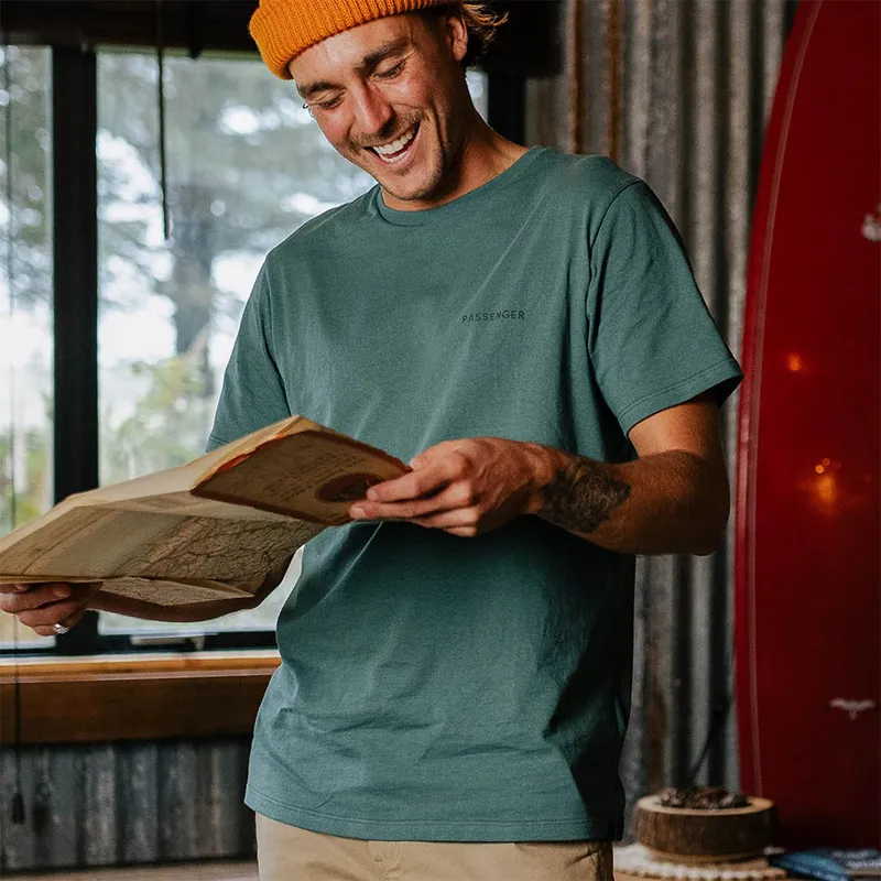 Passenger Made To Roam Recycled Cotton T-Shirt in Deep Ocean-4