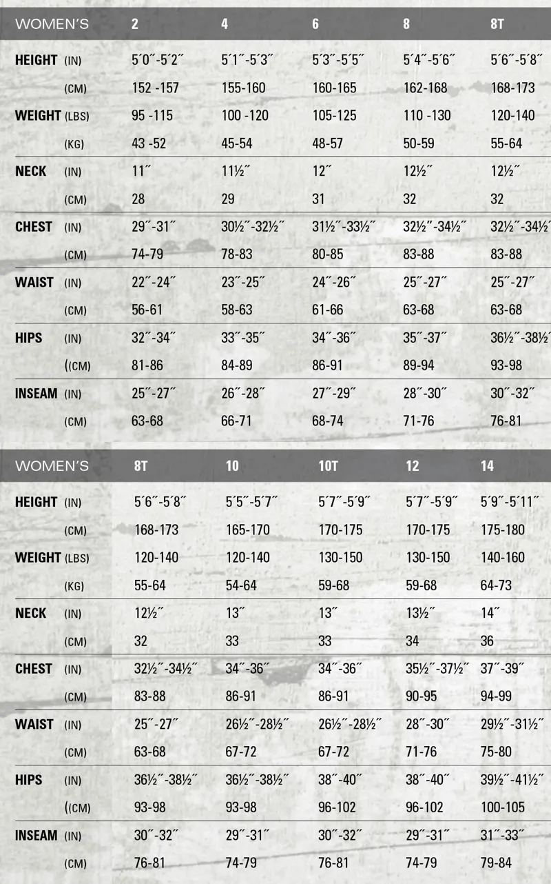 Patagonia Size Chart Womens