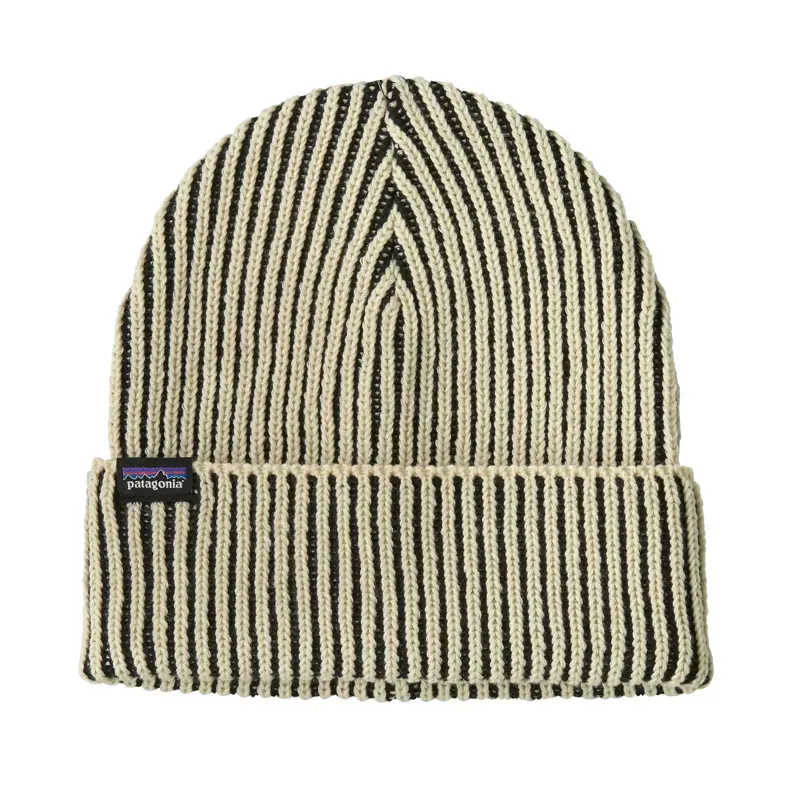 Patagonia Fisherman's Rolled Beanie in Contrast Stripe: Black