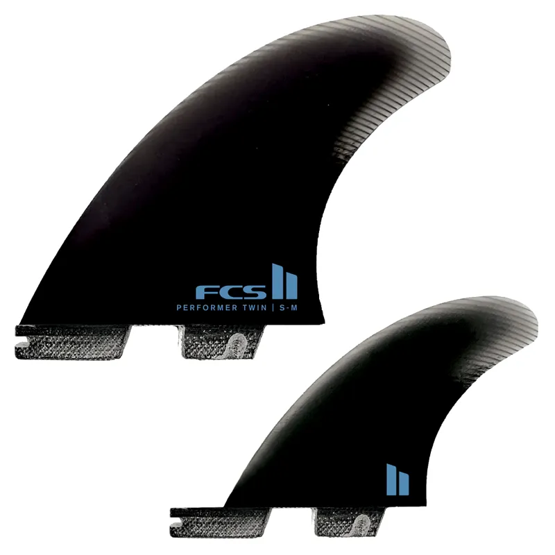 FCS II Performer PG Twin + Stabiliser Fins in Black