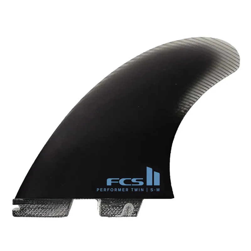 FCS II Performer PG Twin + Stabiliser Fins in Black-1