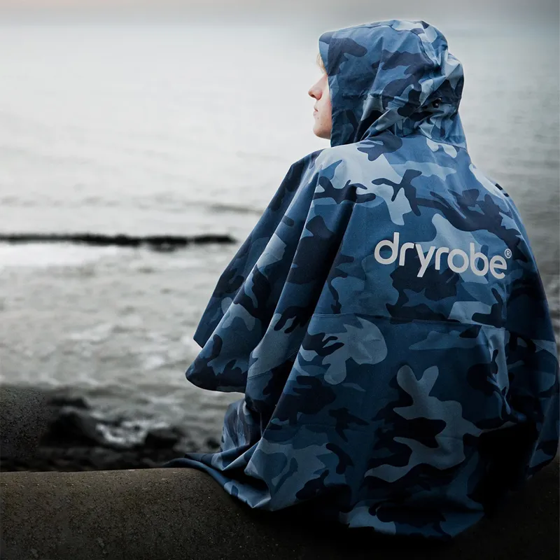 Dryrobe Adults Waterproof Poncho in Blue Camo-6