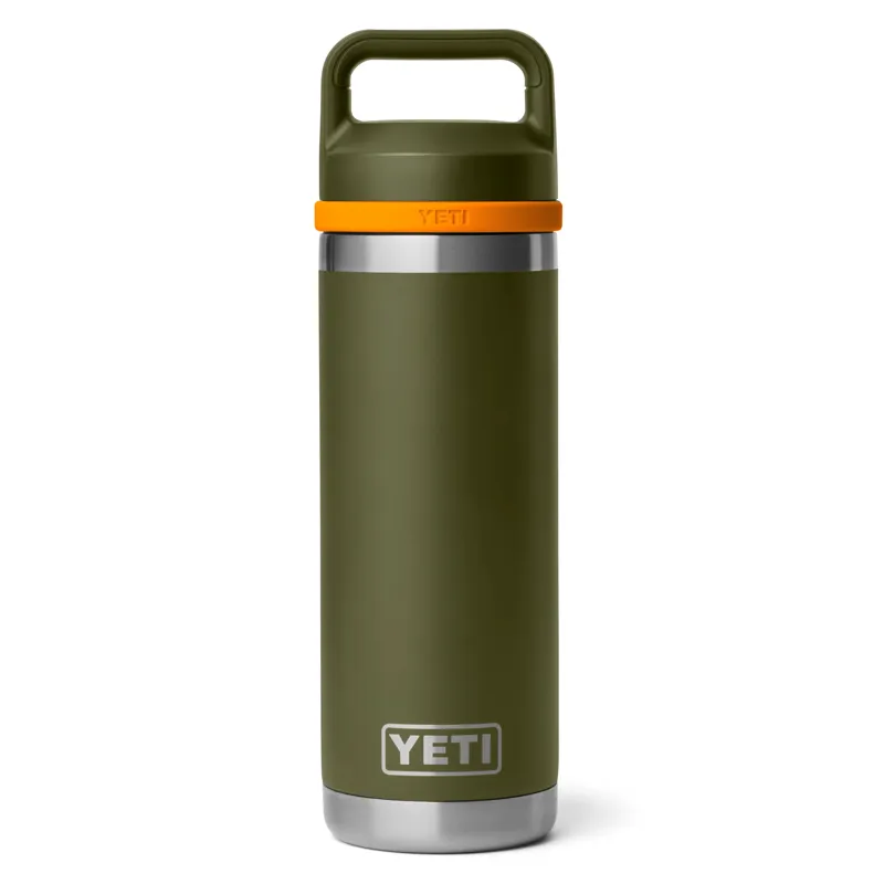 Yeti Rambler 18oz Chug Bottle in Olive/King Crab Orange