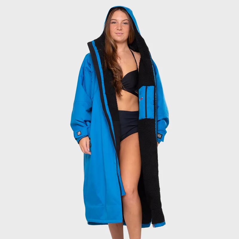 Dryrobe Advance Long Sleeve Change Robe in Cobalt Blue/Black-1