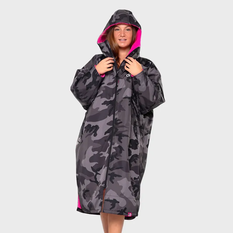 Dryrobe Advance Long Sleeve Changing Robe in Black Camo-Pink-2