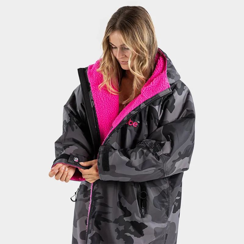 Dryrobe Advance Long Sleeve Changing Robe in Black Camo-Pink-5