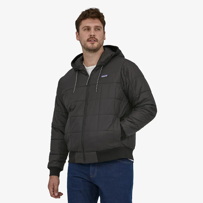 Men's Box Quilted Hoody Jacket in Black-1