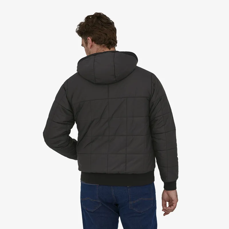 Men's Box Quilted Hoody Jacket in Black-2