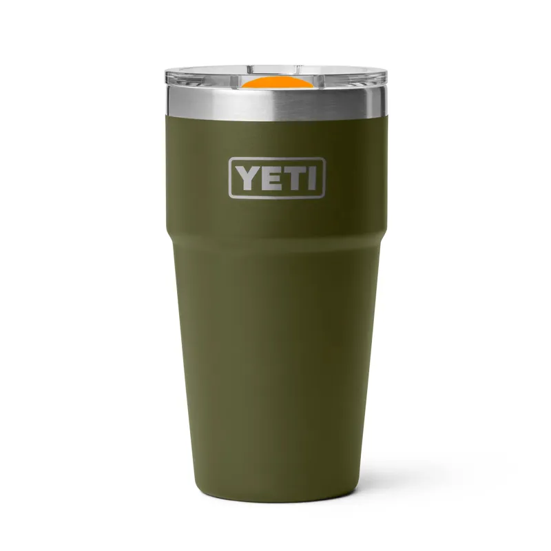 Yeti Rambler 20oz Stackable Cup in Olive/King Crab Orange